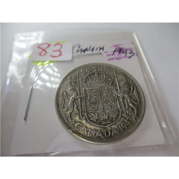 1943 CANADA SILVER HALF DOLLAR