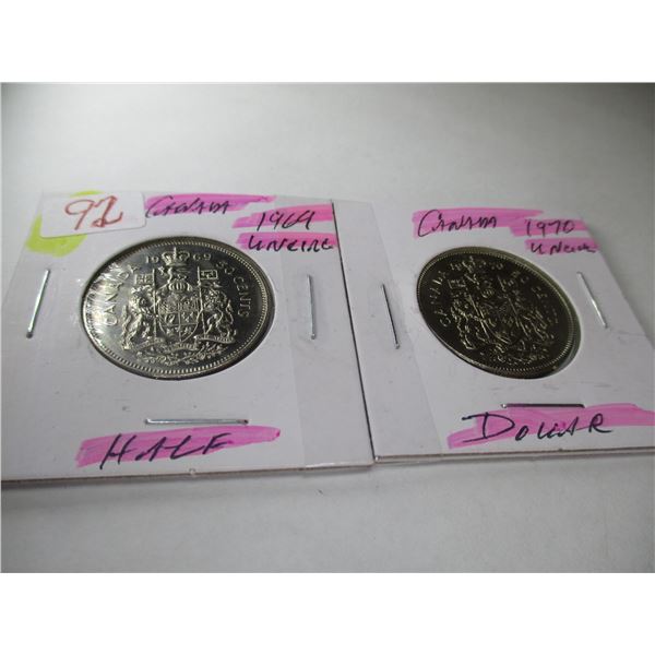 1969 - 1970 CANADA HALF DOLLARS