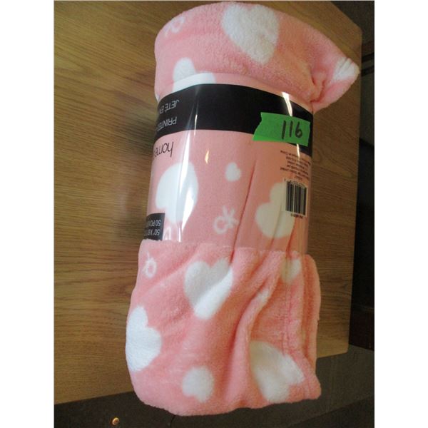NEW:  CORAL COLOR FLEECE THROW (50" X 60")