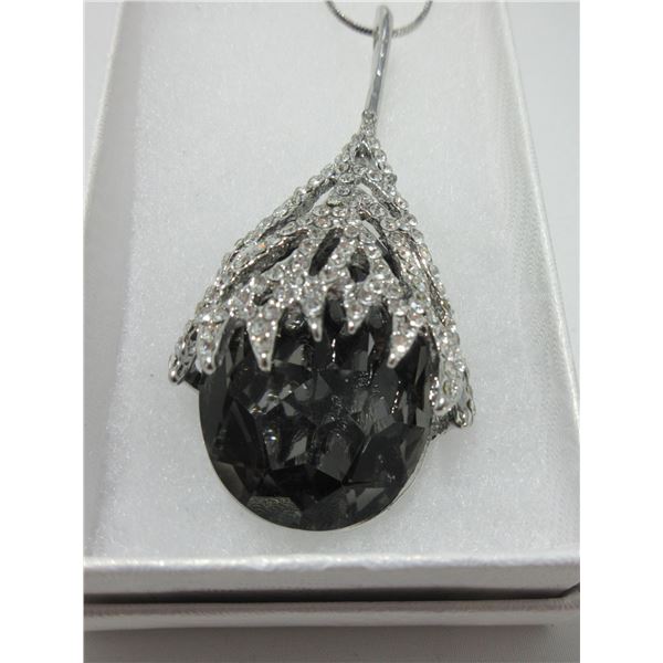 NEW:  CRYSTAL & GEMSTONE PENDANT & 24" STERLING SILVER NECKLACE