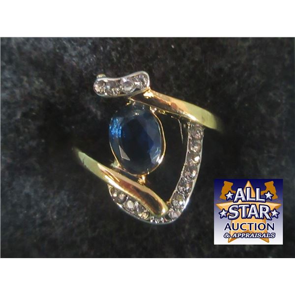 NEW:  TWO COLOR MOSAIC CZ GOLDTONE RING (SIZE 5)