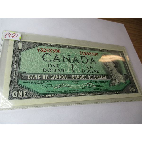 1954 UNCIRCULATED LAST OF CANADA $1 BILL