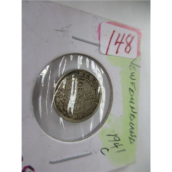 1941C NEWFOUNDLAND SILVER FIVE CENT
