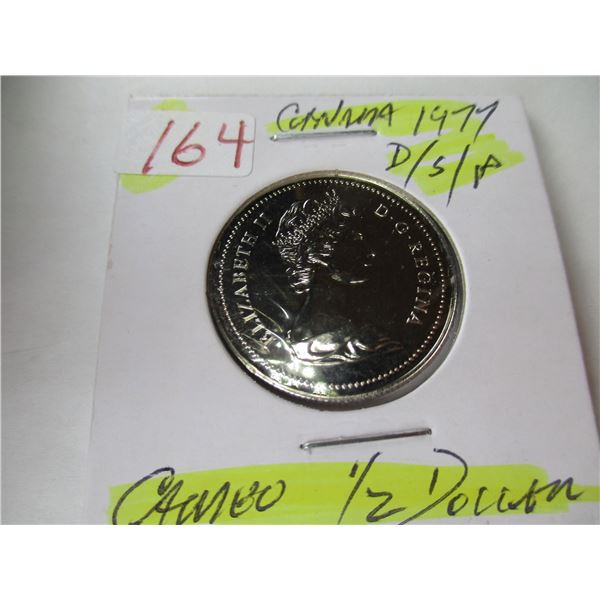 1977 DOUBLE STRUCK PROOF CAMEO CANADA HALF DOLLAR