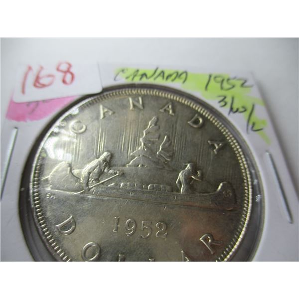 1952 THREE WATERLINE CANADA SILVER DOLALR