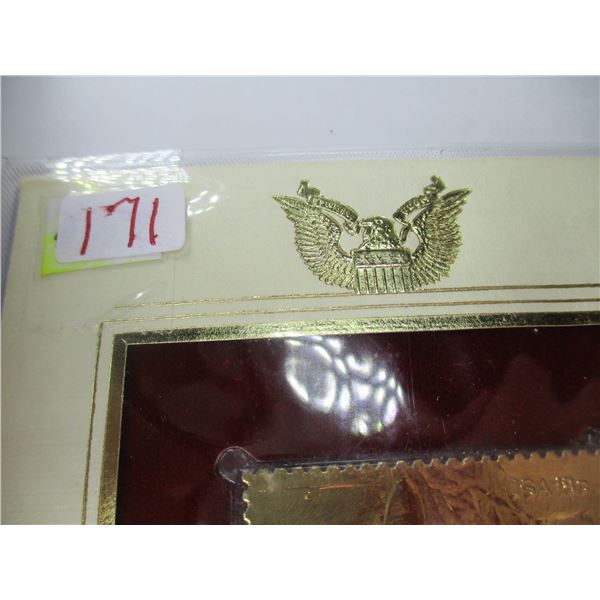SPACE ACHIEVEMENT USA SHUTTLE LIFT OFF 22 KARAT GOLD SHIELD STAMP