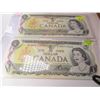Image 3 : 2 - 1973 SEQUENTIAL SERIAL NUMBER CANADA $1 BILLS