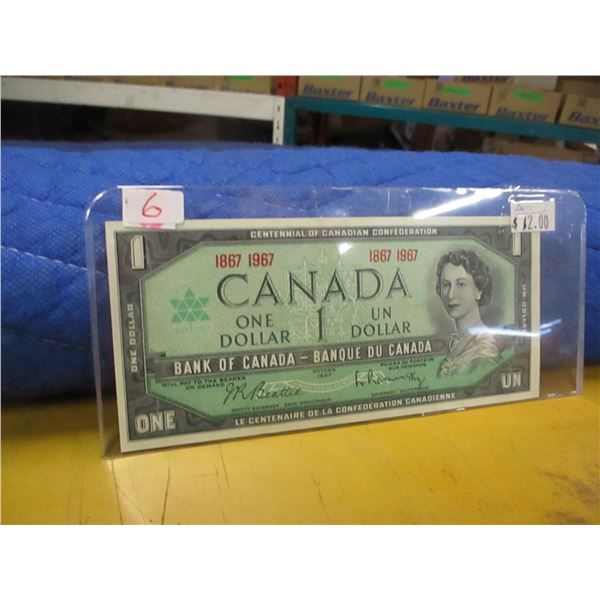 1867 - 1967 NO SERIAL NUMBER CENTENNIAL LAST OF CANADA $1 BILLS