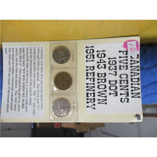 1937 DOT, 1943 TOMBAC, 1751 - 1951 CANADA NICKEL SET