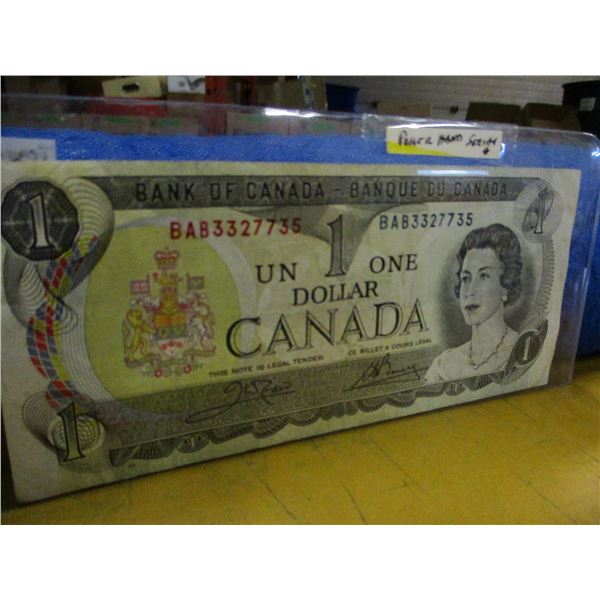 1873 BANK OF CANADA POKER HAND SERIAL NUMBER (3'S & 7'S) DOLLAR BILL