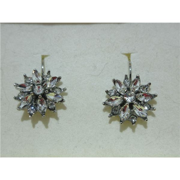 NEW:  FLOWER CLUSTER SILVER CZ EARRINGS