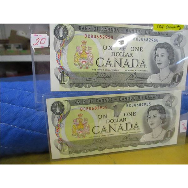 1973 LAST OF CANADA $1 BILLS (SEQUENTIAL SERIAL NUMBERS)