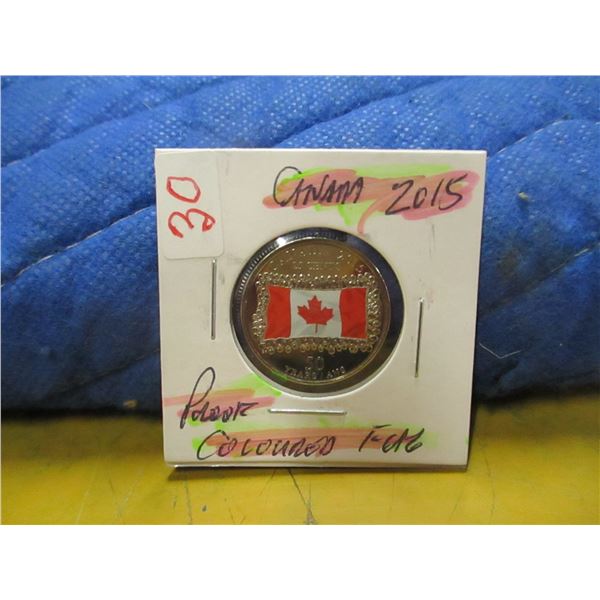 2015 PROOF CANADA COLORED FLAG QUARTER
