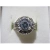 Image 1 : NEW:  STERLING SILVER HALO ROUND CUT GEMSTONE RING (SIZE 7)