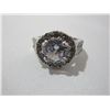 Image 2 : NEW:  STERLING SILVER HALO ROUND CUT GEMSTONE RING (SIZE 7)