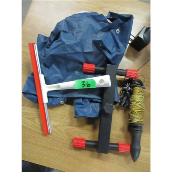 BOX C/W TWINE, SQUEEGEE, ETC