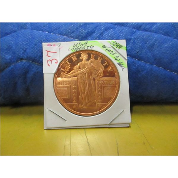 USA STANDING LIBERTY 1 OZ 999 FINE COPPER COIN