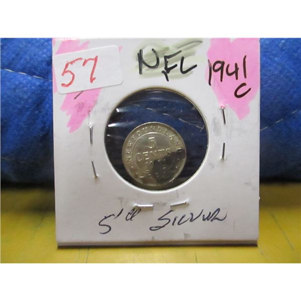 1941C NEWFOUNDLAND SILVER FIVE CENT