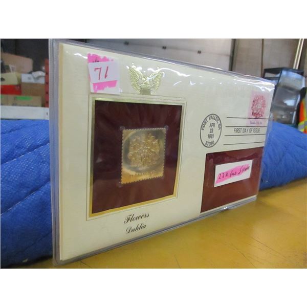 FLOWERS (DAHLIA) USA 22 KT GOLD SHIELD STAMP