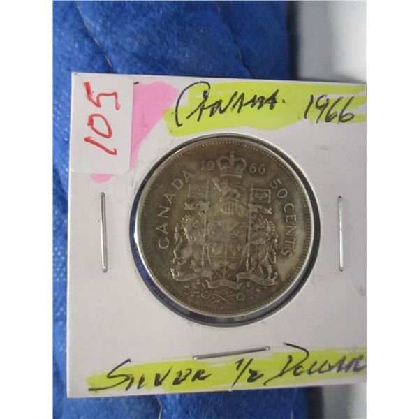 1966 CANADA SILVER HALF DOLLAR