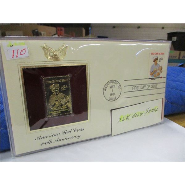 AMERICAN RED CROSS 100TH ANNIVERSARY 22 KARAT GOLD SHIELD