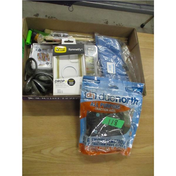 FLAT C/W BRUSHES, ICE CLEATS, ETC