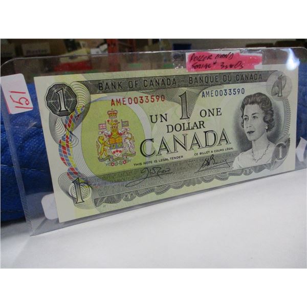 1973 CANADA POKER HAND SERIAL NUMBER (3'S & 0'S) DOLLAR BILL