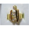 Image 1 : NEW:  GOLDTONE & GEMSTONE GEOMETRIC RING (SIZE 8)