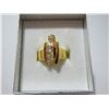 Image 2 : NEW:  GOLDTONE & GEMSTONE GEOMETRIC RING (SIZE 8)