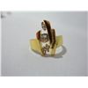 Image 3 : NEW:  GOLDTONE & GEMSTONE GEOMETRIC RING (SIZE 8)