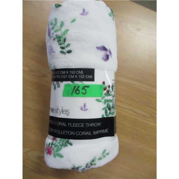 NEW:  PATTERN FLEECE COLORED THROW (50" X 60")