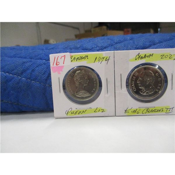 1974 PROOF QUEEN ELIZABETH & 2023 KING CHARLES PROOF CANADA HALF DOLLARS