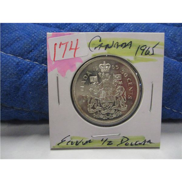 1965 UNCIRCULATED CANADA SILVER HALF DOLLAR