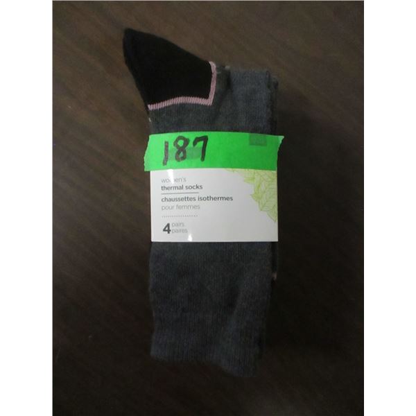 NEW:  LADIES MOUNTAIN RIDGE THERMAL SOCKS (SIZE 9 - 11) - 4 PAIR