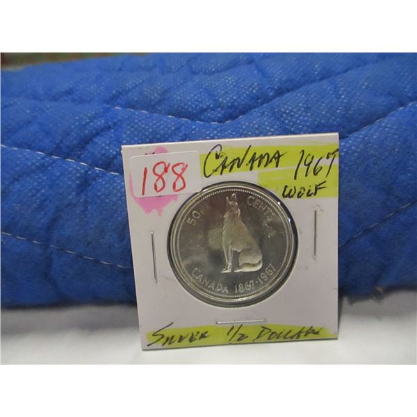 1967 WOLF CANADA SILVER HALF DOLLAR