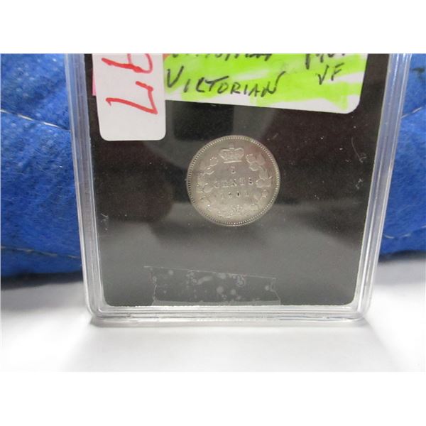 1901 VF VICTORIAN CANADA SILVER FIVE CENT