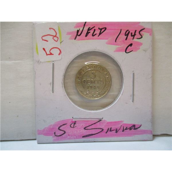 1945C NEWFOUNDLAND SILVER FIVE CENT