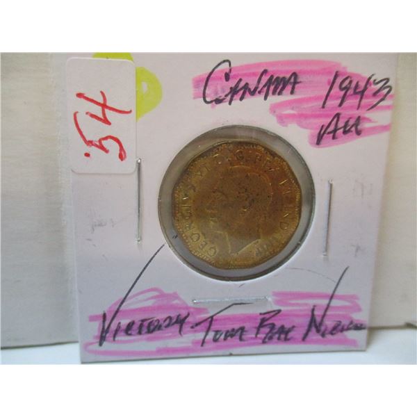 1943 AU VICTORY CANADA TOMBAC NICKEL