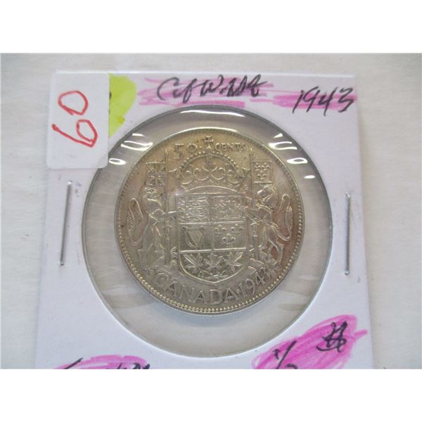 1943 CANADA SILVER HALF DOLLAR