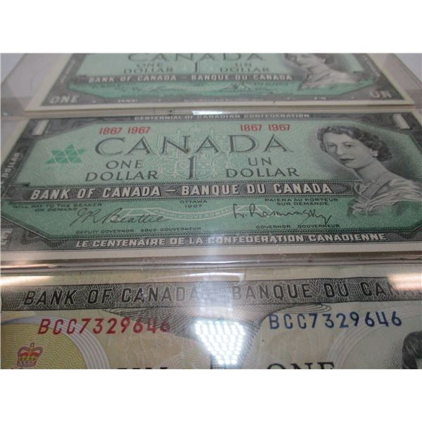 1954 - 1967 CENTENNIAL & 1973 LAST OF CANADA $1 BILLS