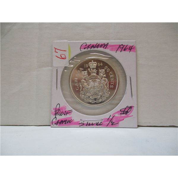 1964 PROOF CAMEO CANADA SILVER HALF DOLLAR