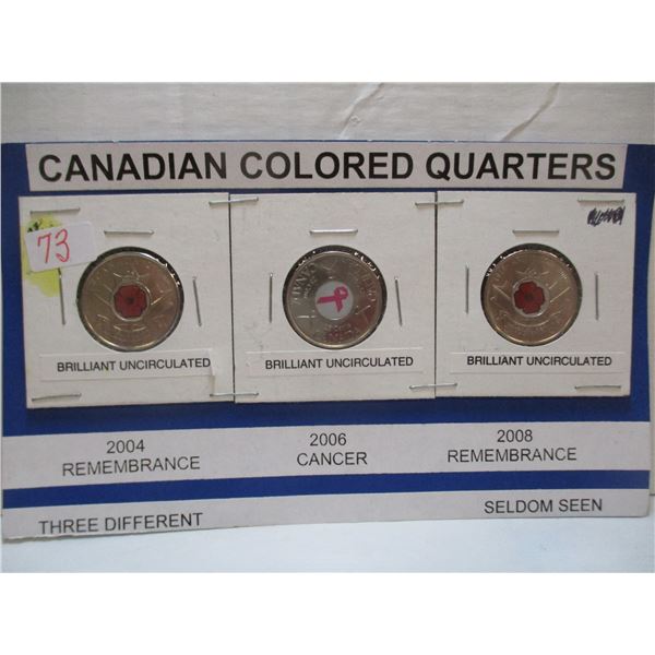 CANADIAN COLORED QUARTER SET (SELDOM SEEN)