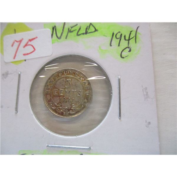 1941C NEWFOUNDLAND SILVER 5 CENT