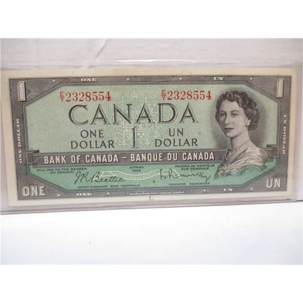1954 CRISP UNCIRCULATED LAST OF CANADA $1 BILL