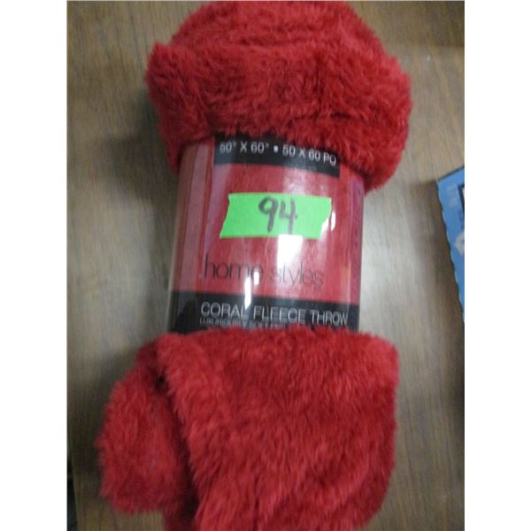NEW:  FLORAL FLEECE THROW (RED) (50" X 60")