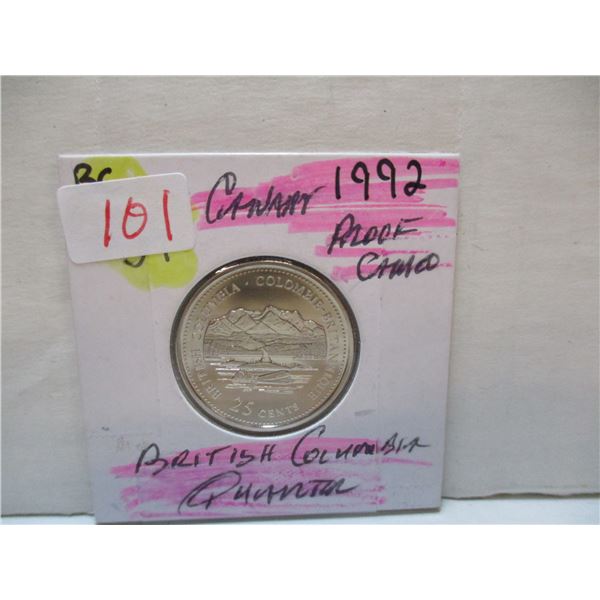 1992 PROOF CAMEO BRITISH COLUMBIA QUARTER