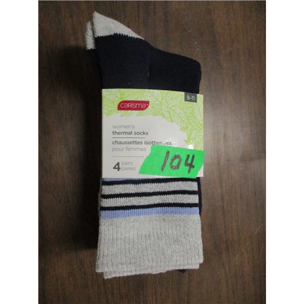NEW:  LADIES THERMAL SOCKS (SIZE 9 - 11) - 4 PAIR
