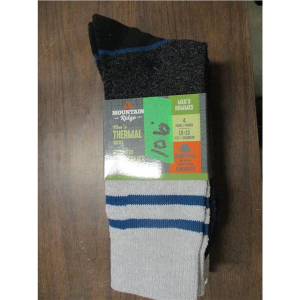 NEW:  MEN'S MOUNTAIN RIDGE THERMAL SOCKS (SIZE 10 - 13) - 4 PAIR