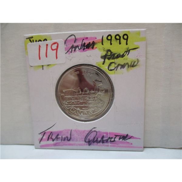 1999 PROOF CAMEO CANADA TRAIN QUARTER