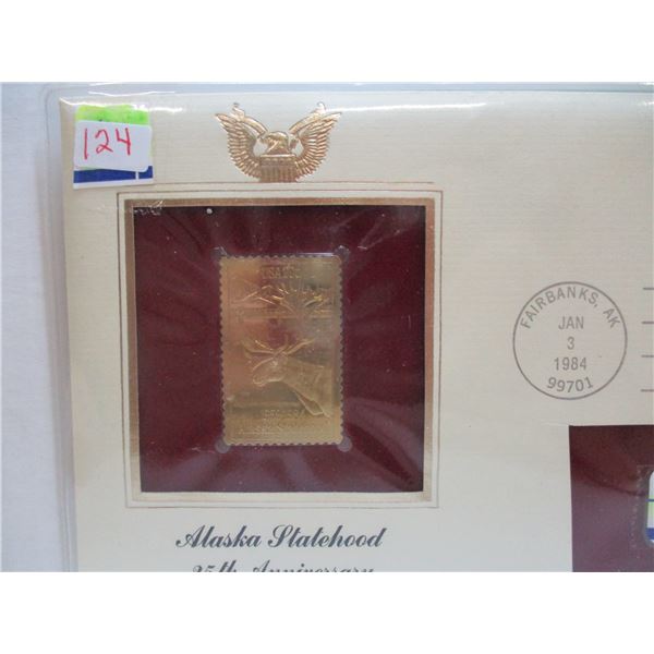 ALASKA STATEHOOD 25TH ANNIVERSARY 22 KARAT GOLD FILLED SHIELD